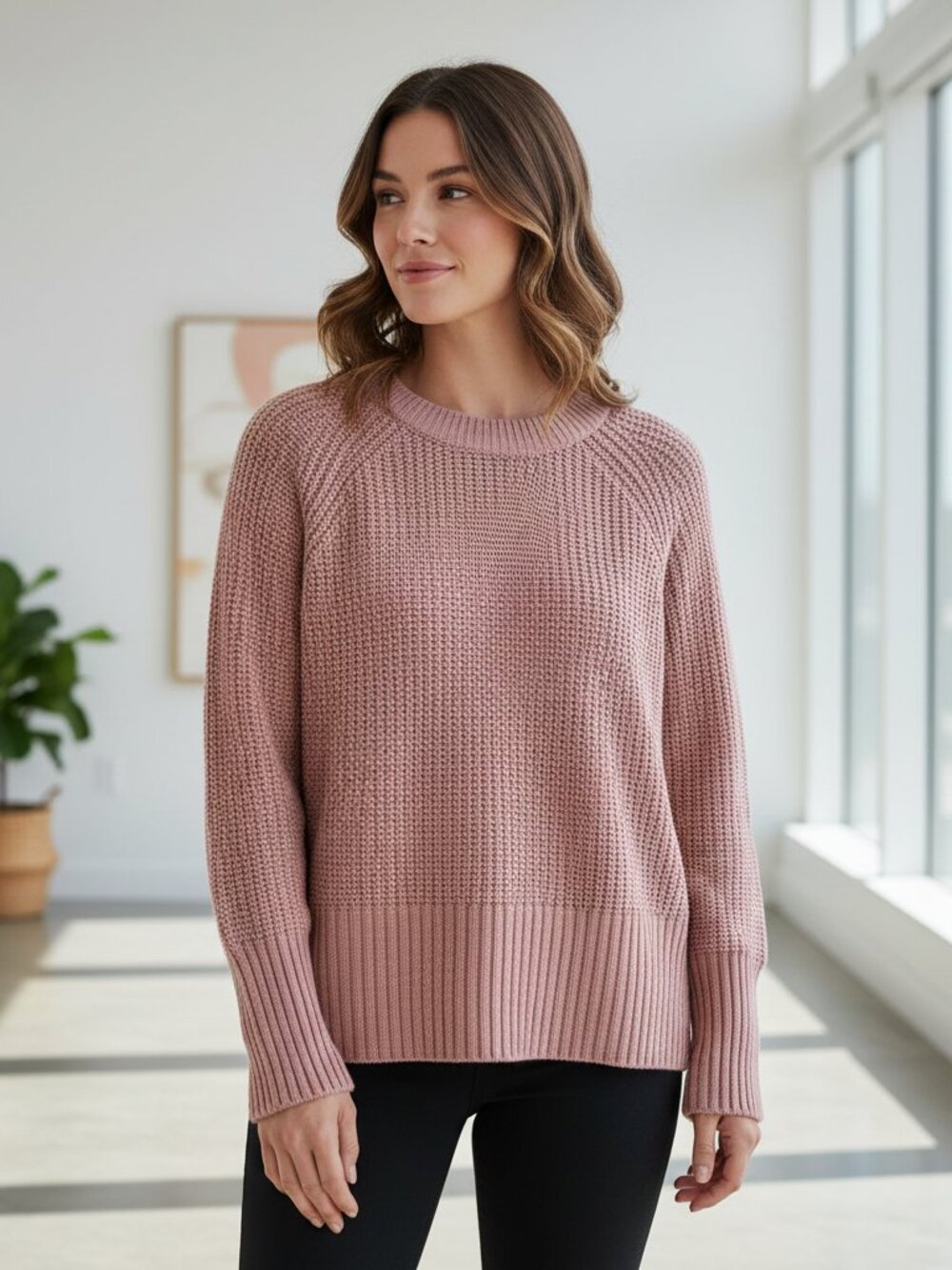 Universal Thread L Sweater‎ Pink Ribbed Minimalist Normcore Cottage Casual Cozy